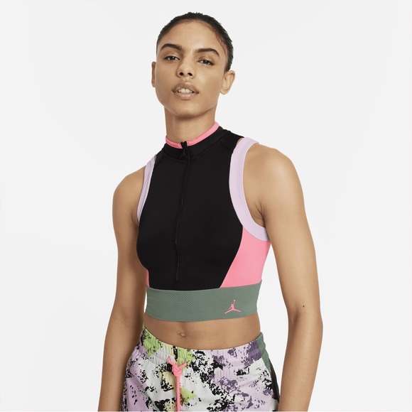 NWT RARE PINK GREEN BLACK Jordan Heatwave Women's Crop Top XS - Picture 1 of 6
